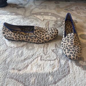 Rothy's Tan and Black Leopard Loafers